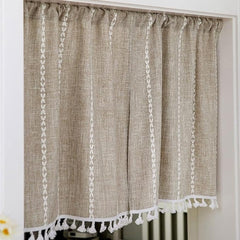 Boho Cotton Linen Kitchen Curtains