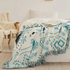 Azura Boho Geometric Cotton Knit Blanket