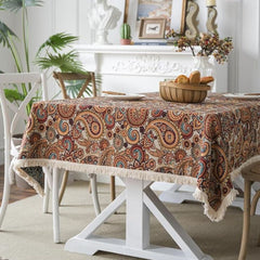 Amber Paisley Tassel Tablecloth
