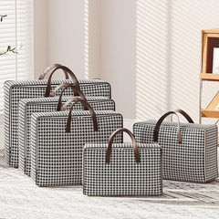 Durable Large Capacity Houndstooth Storage Suitcase