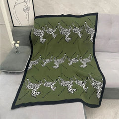Acrylic Vintage Wild Zebra Knitted Blanket