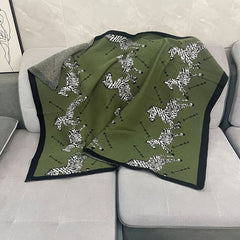 Acrylic Vintage Wild Zebra Knitted Blanket