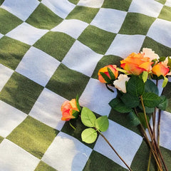 All-Season Checkered Picnic Blanket with Fringe