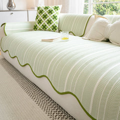 Aurivelle Herringbone Scallop Edge Sofa Cover