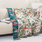 Botanic Bluebird Reversible Cotton Blanket