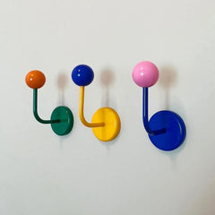 Colorful Magnetic Wooden Ball Hooks Home Storage