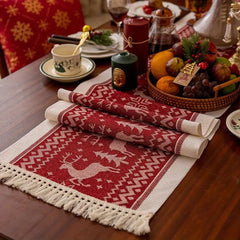 Festive Christmas Elk Table Runner