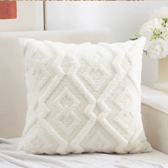 Fuzzy Diamond Pattern Cushion Cover