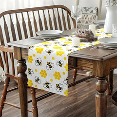 Honeycomb Buzz Linen Table Runner