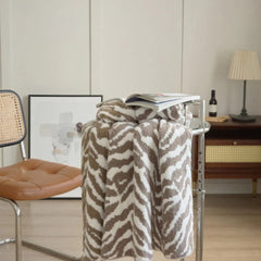 Knitted Zebra Pattern Throw Blanket