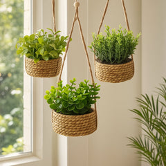 Leafara Hanging Artificial Plant In Woven Basket Pot