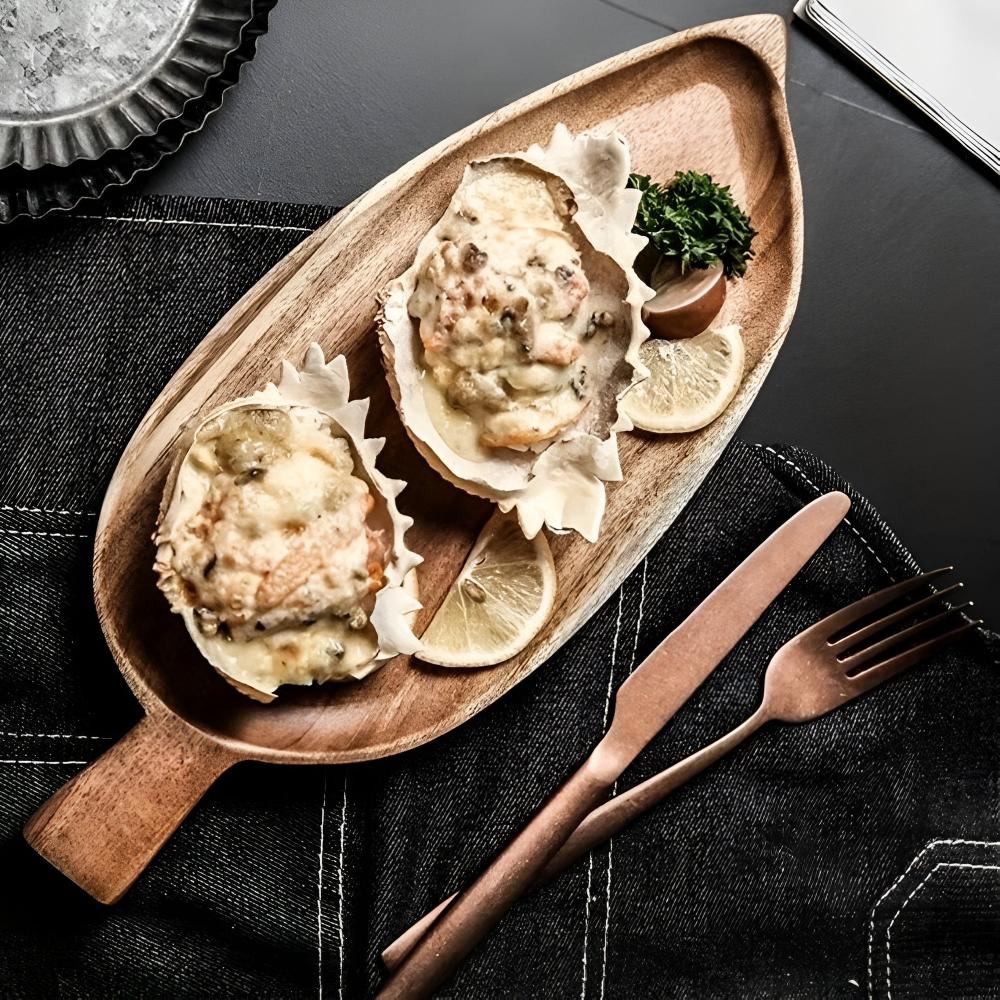 Leaf-Shaped Wooden Serving Plate