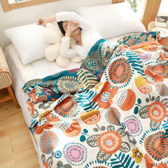Boho Cartoon Flower Cotton Blanket