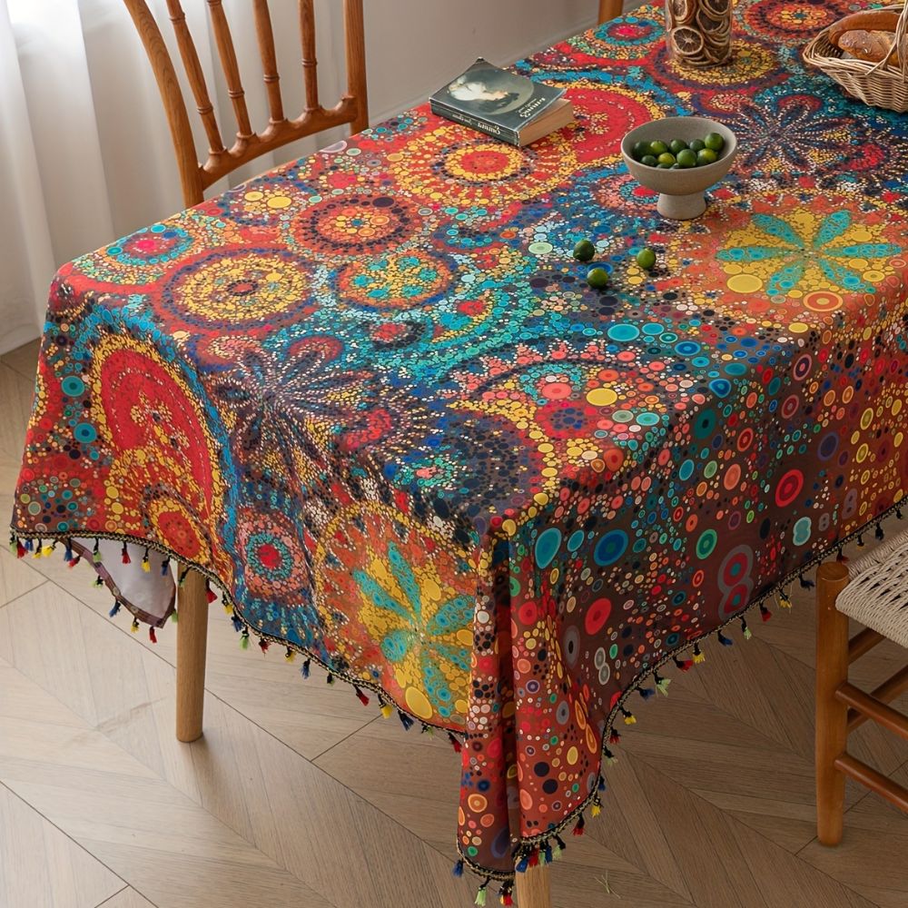 Hypno Bloom Tassel Tablecloth