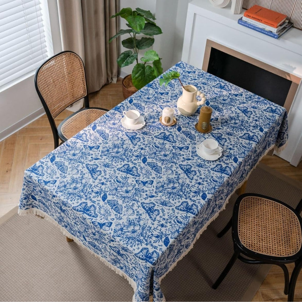 Blue Butterfly Garden Tablecloth