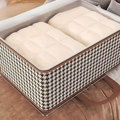 Durable Large Capacity Houndstooth Storage Suitcase