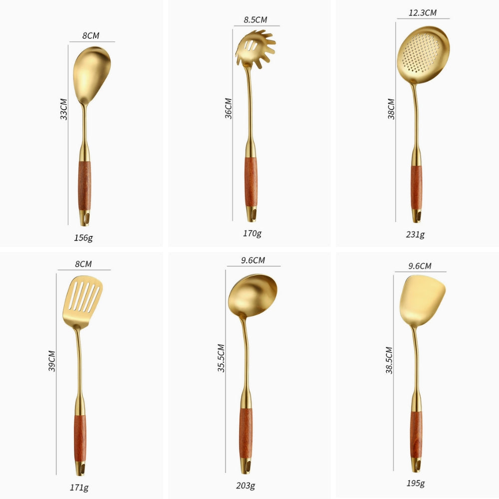 Chef's Choice Golden Kitchen Utensils | 6pcs Set