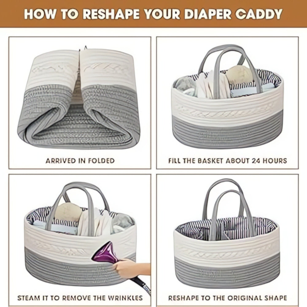 Braided Grey Baby Essentials Organizer