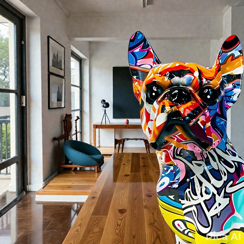 Artistic Bulldog Graffiti Figurine