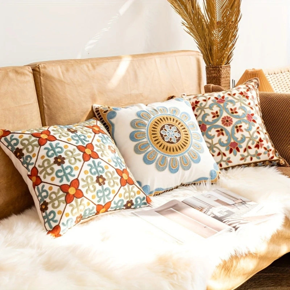 Aurae Embroidered Vintage Cushion Cover