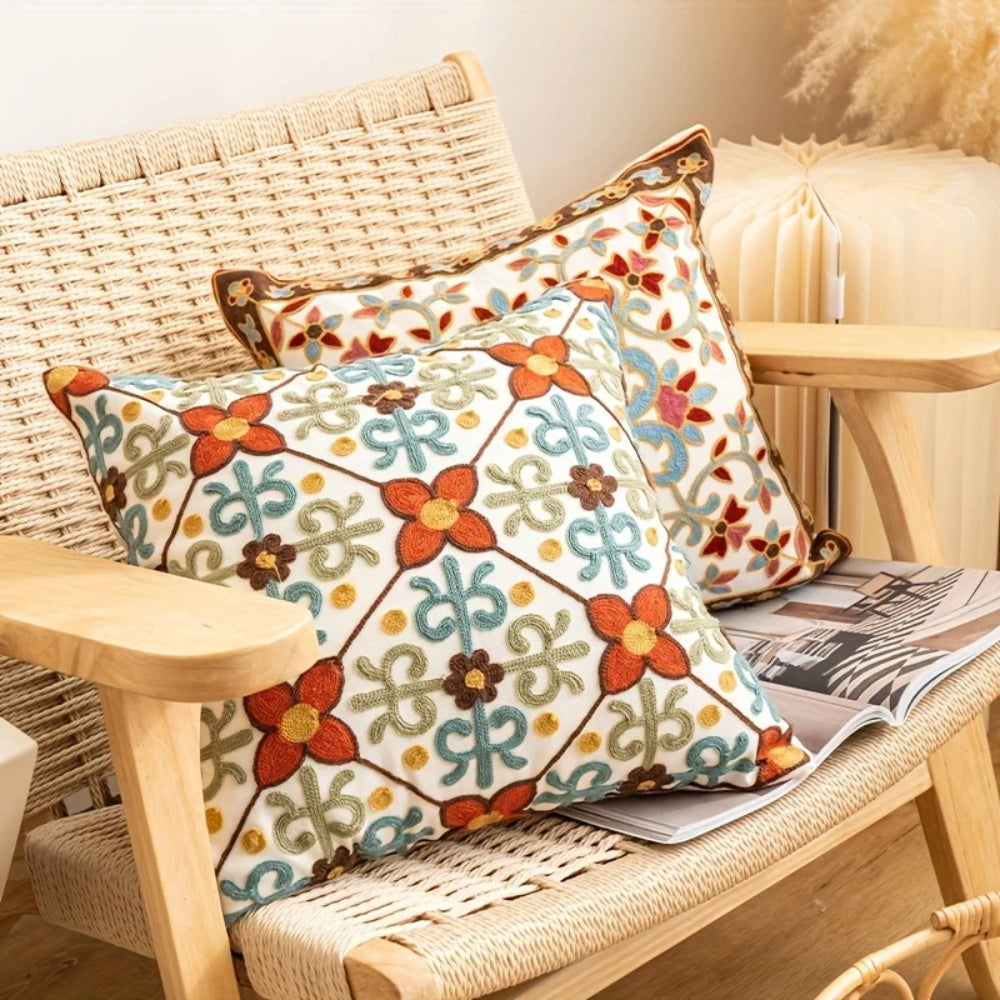 Aurae Embroidered Vintage Cushion Cover