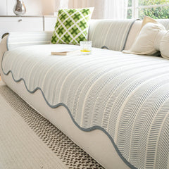Aurivelle Herringbone Scallop Edge Sofa Cover