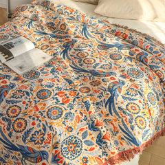 Bird Floral Design Cotton Throw Blanket