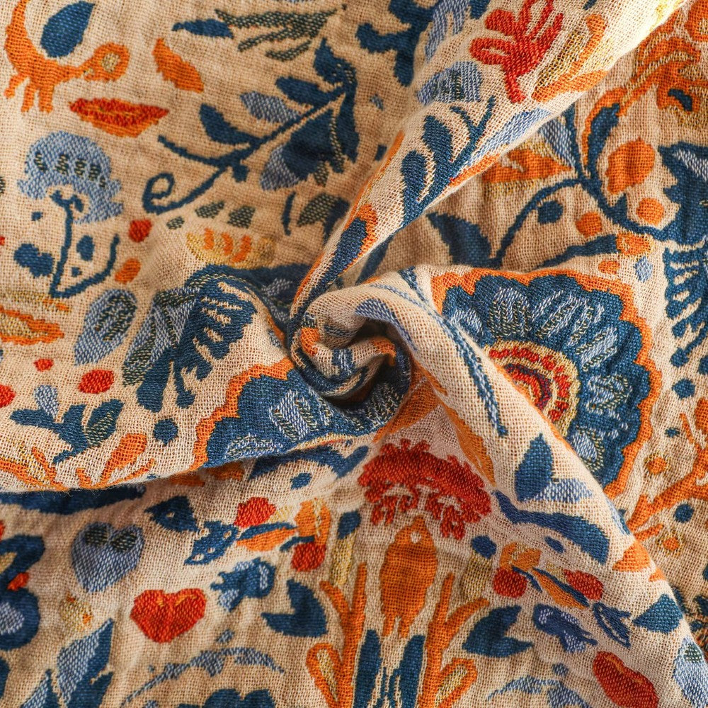 Bird Floral Design Cotton Throw Blanket