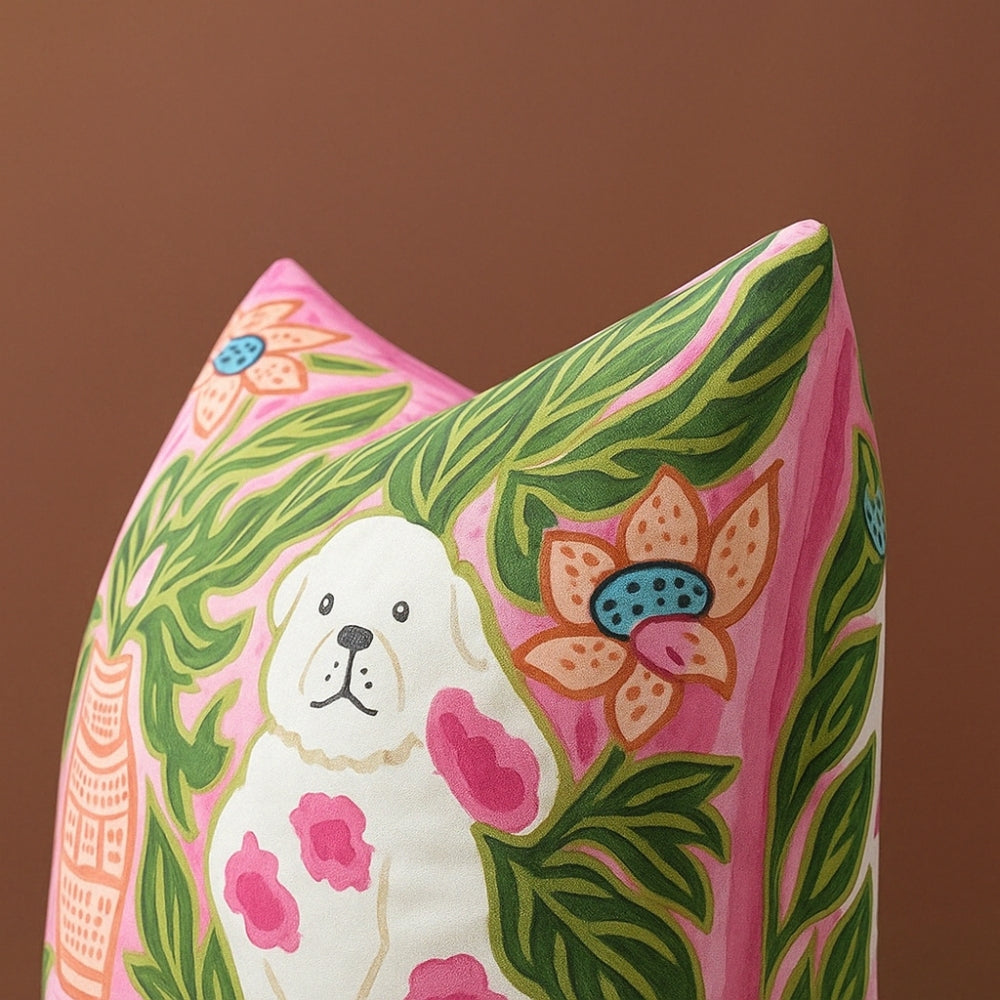 Blush Pink Dog Tassel Cushion Cover