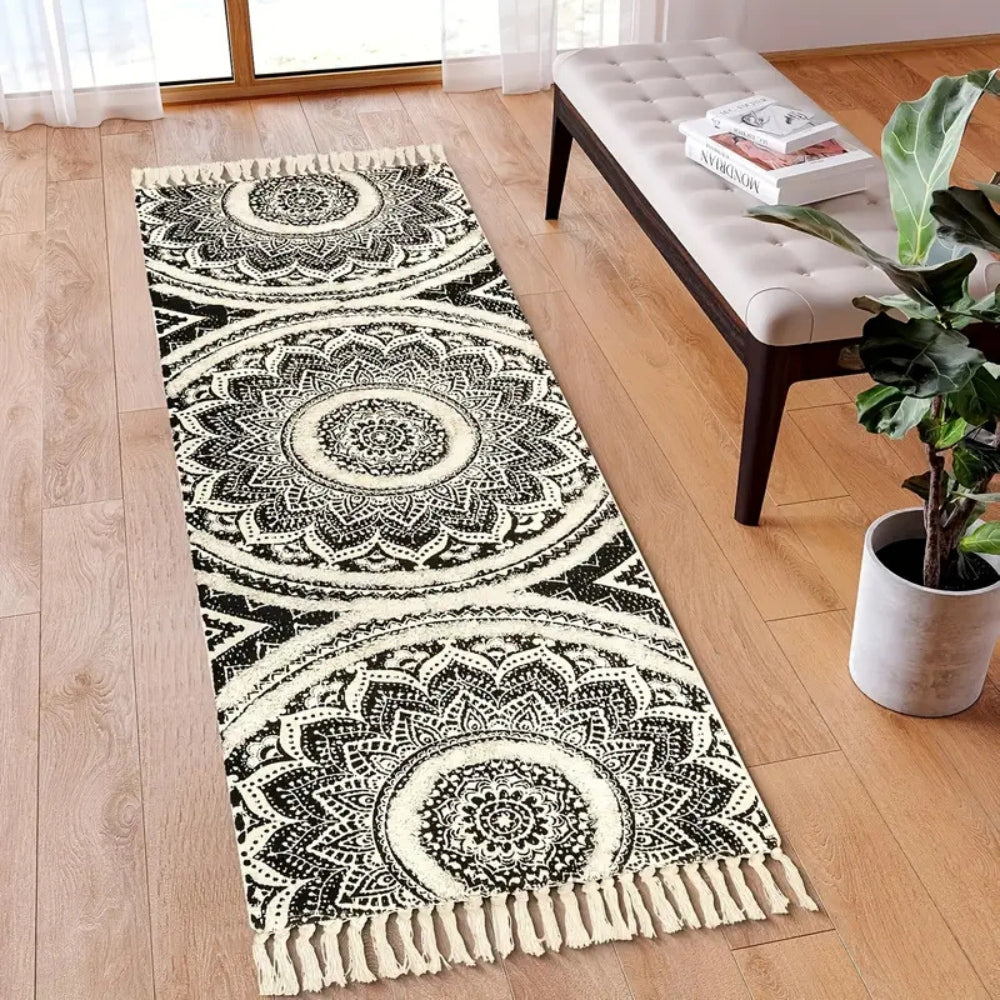 Bohemian Black & Cream Runner Mat