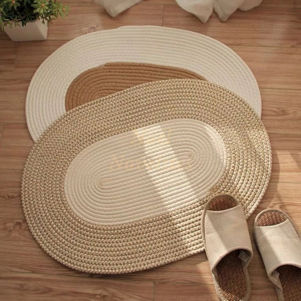 Boho Braided Hemp Oval Rug