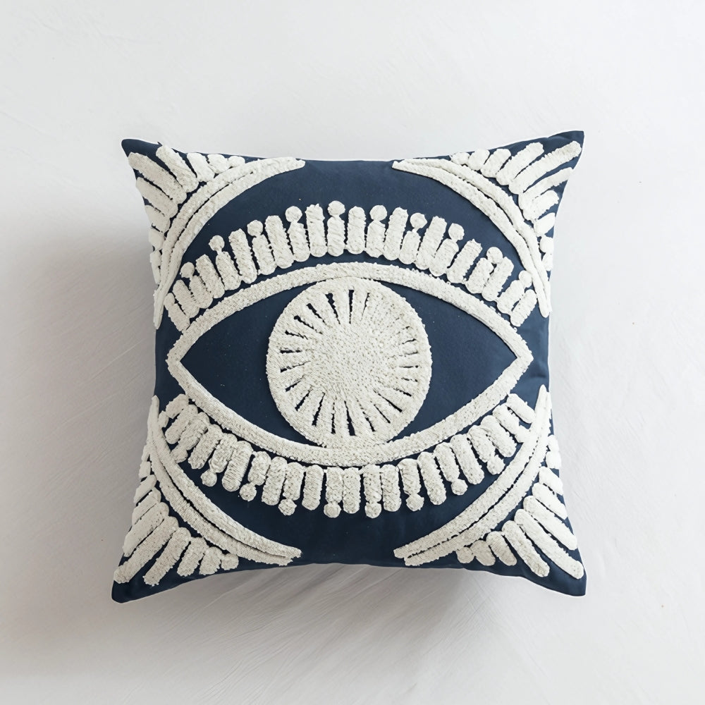 Boho Eye Embroidered Cushion Cover