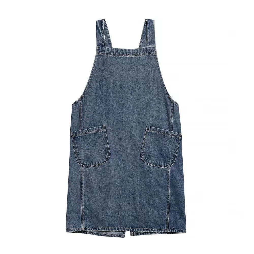 Casual Cotton Denim Pocket Apron