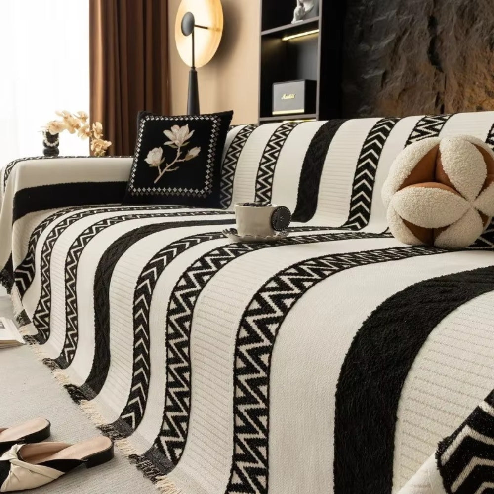 Chevron Pattern Chenille Sofa Cover