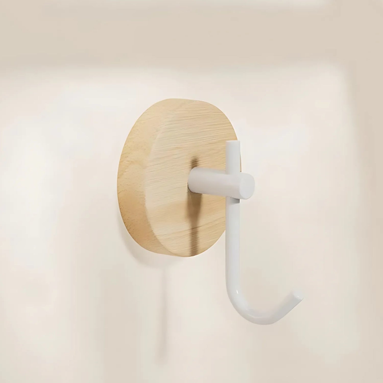 Chic Round Self-Adhesive Timber Wall Hook Piece