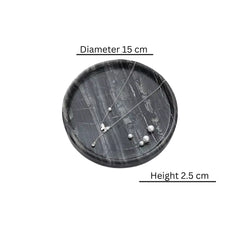 Circular Black Marble Jewelry Tray