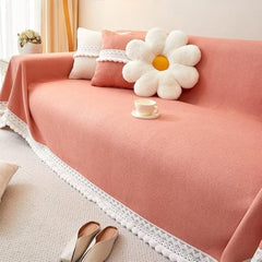 Classic Chenille Lace Edge Sofa Cover