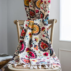 Boho Color Wheel Bloom Tassel Curtain