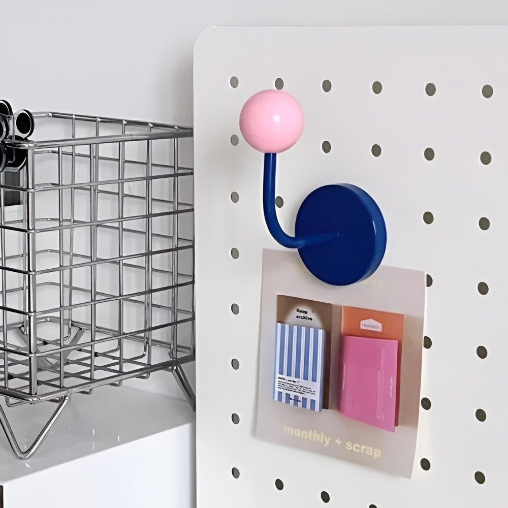 Colorful Magnetic Wooden Ball Hooks Home Storage