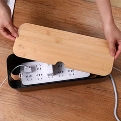 Cord Tidy Bamboo Cable Organizer Box