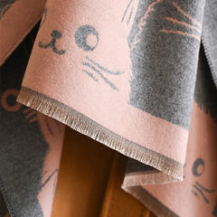 Cute Cat Jacquard Winter Scarf