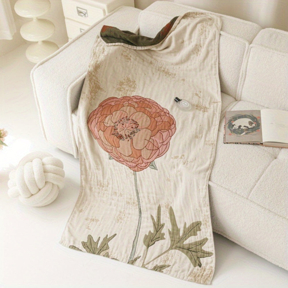 Elegant Floral Print Bath Towel Blanket