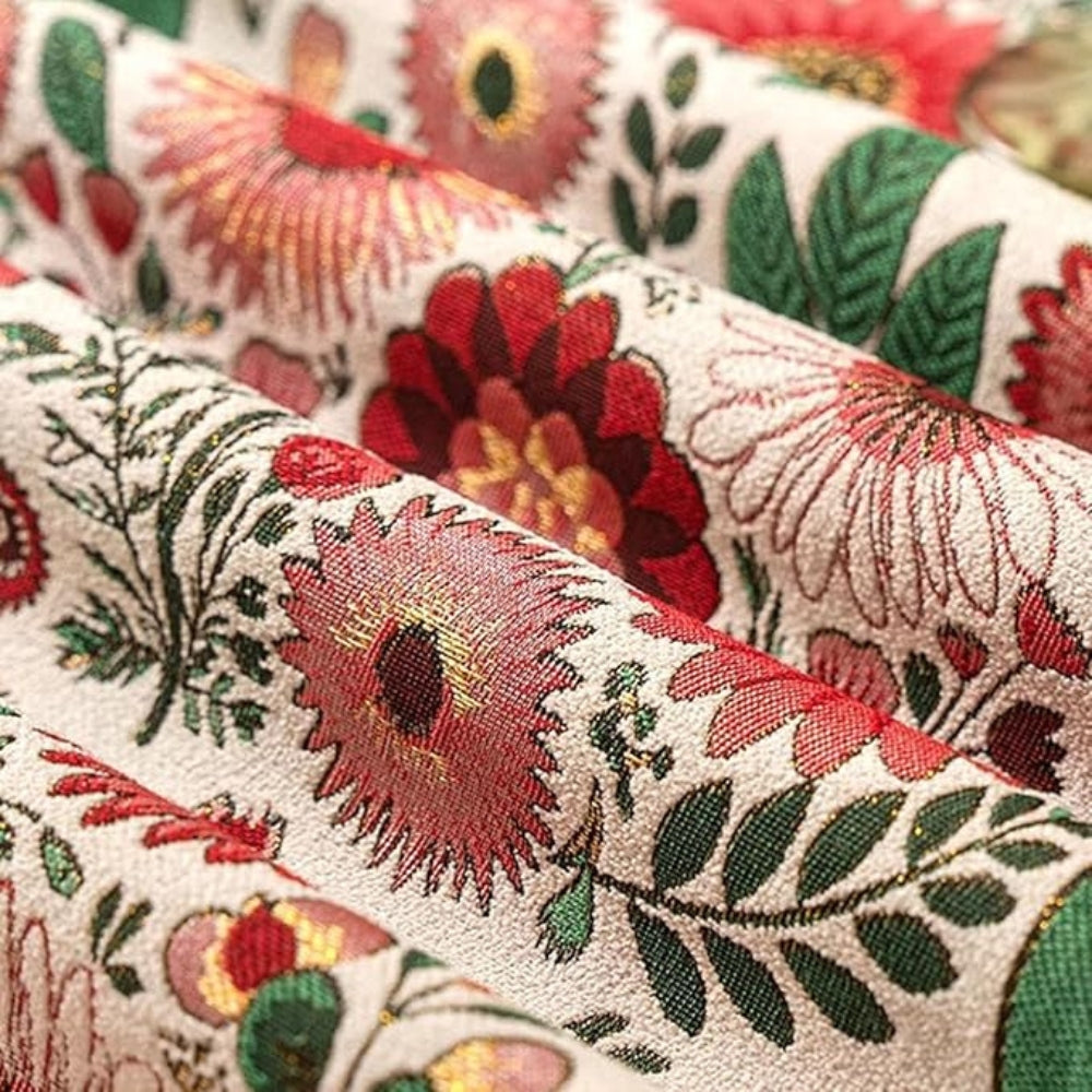 Embroidered Floral Tassel Table Runner