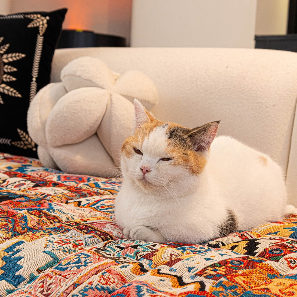 Ethnic Boho Embossed Plush Couch Cover