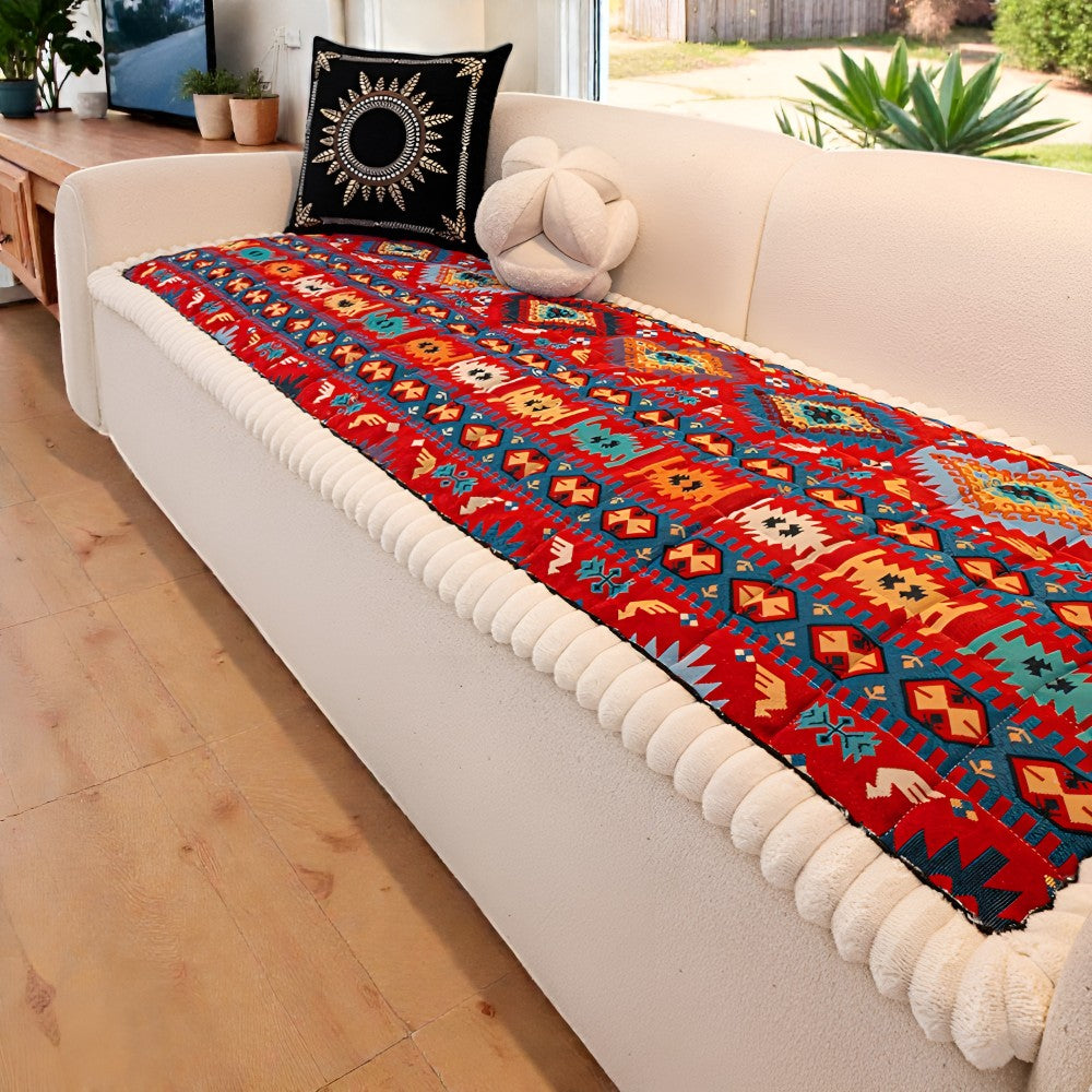 Ethnic Style Quilted Non Slip Couch Cover