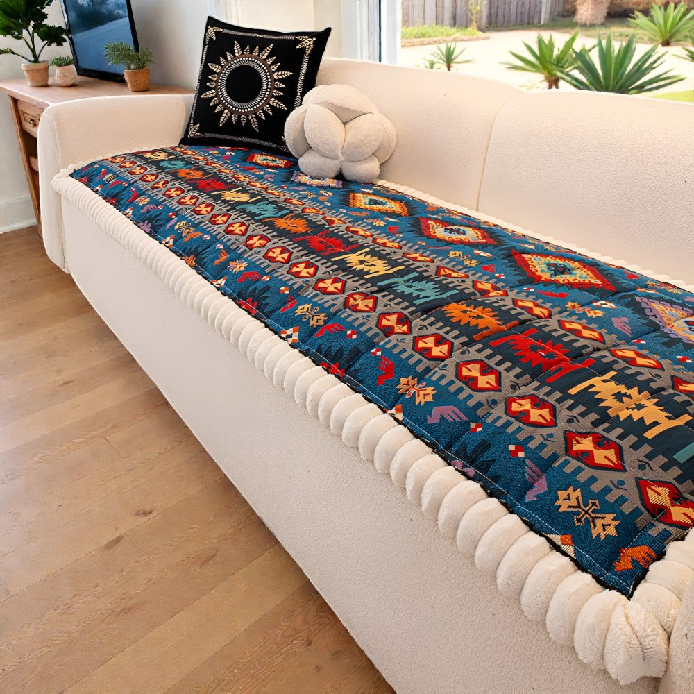 Ethnic Style Quilted Non Slip Couch Cover