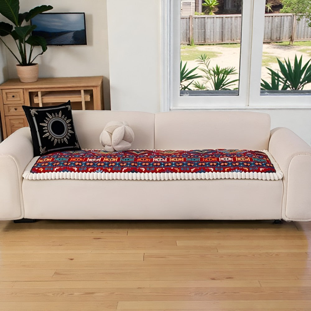 Ethnic Style Quilted Non Slip Couch Cover