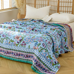 European Floral Reversible Blanket | 100% Cotton Blanket