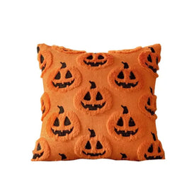Faux Fleece Halloween Pumpkin Cushion Cover