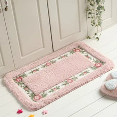 Floral Border Absorbent Bath Mat